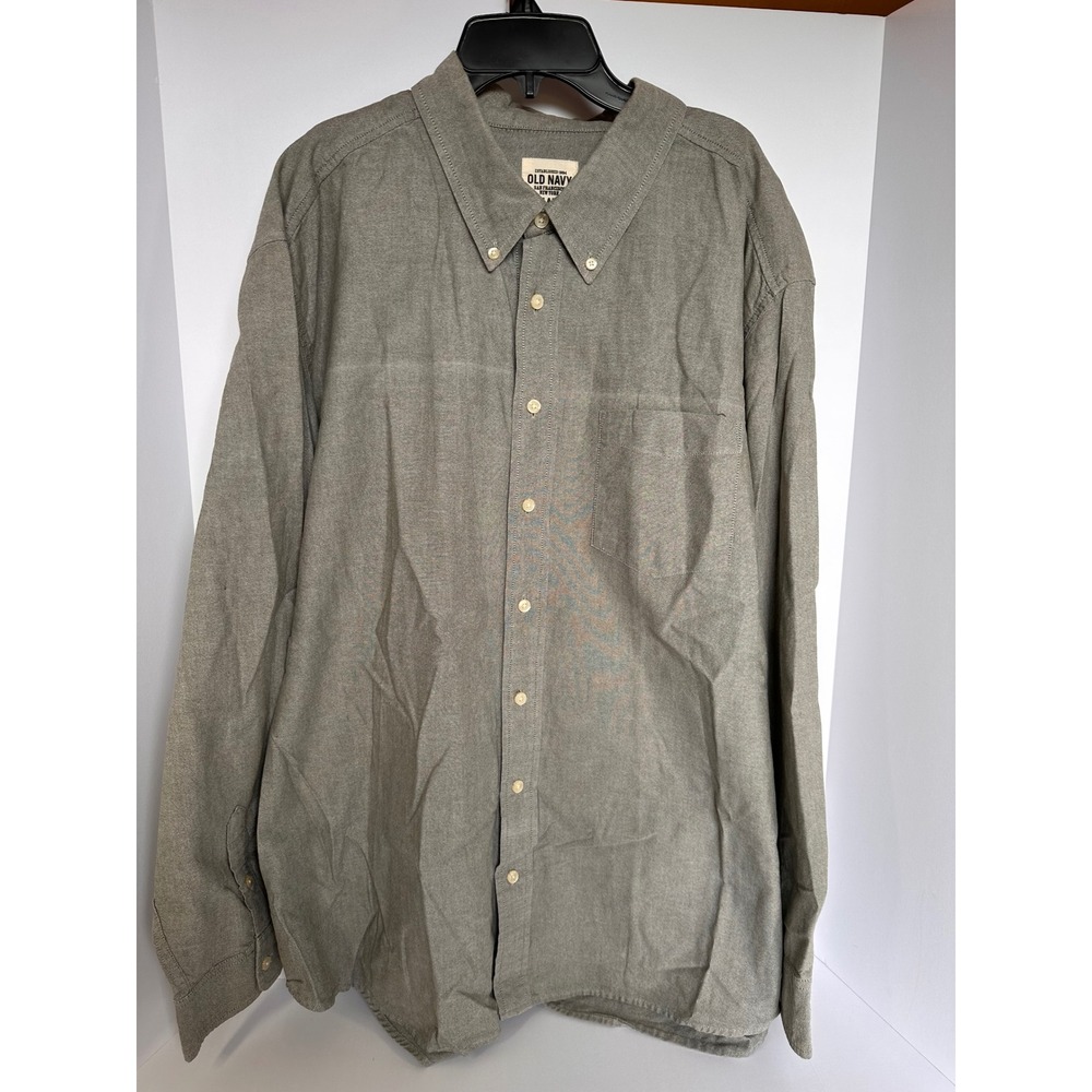 Old Navy Mens XXL Button Down Shirt Long Sleeve Gray Cotton Casual